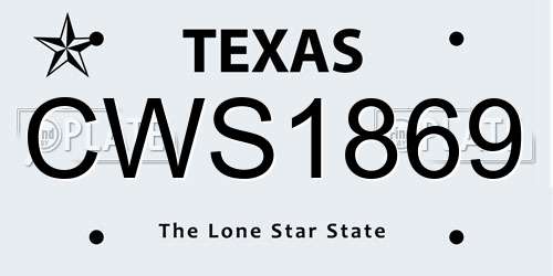 CWS1869 Texas License Plate