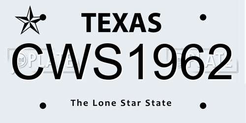CWS1962 Texas License Plate