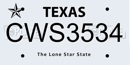 CWS3534 Texas License Plate