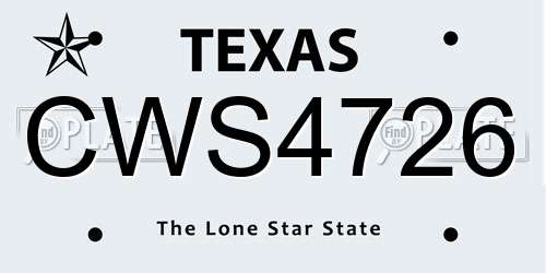 CWS4726 Texas License Plate