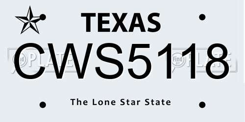 CWS5118 Texas License Plate