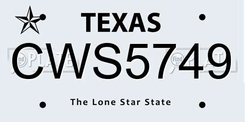 CWS5749 Texas License Plate