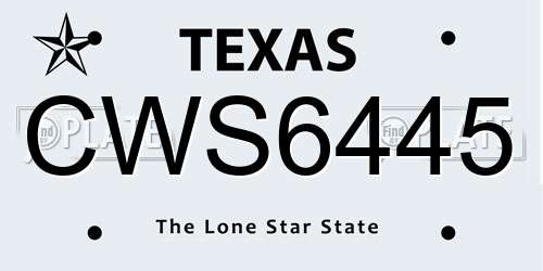 CWS6445 Texas License Plate