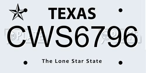 CWS6796 Texas License Plate