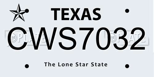 CWS7032 Texas License Plate