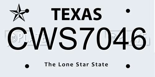 CWS7046 Texas License Plate