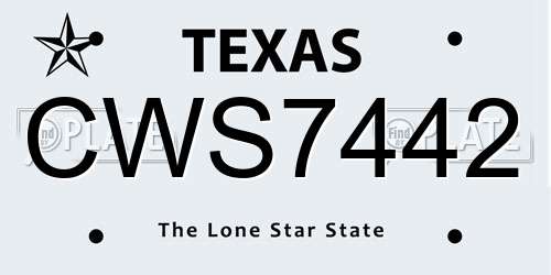 CWS7442 Texas License Plate