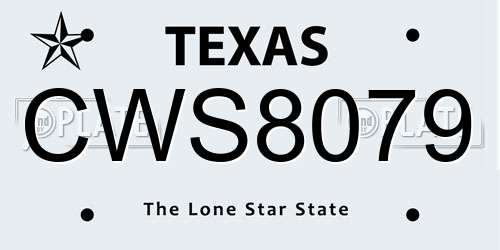 CWS8079 Texas License Plate