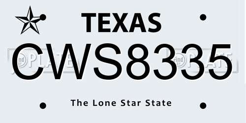 CWS8335 Texas License Plate