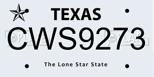 CWS9273 Texas License Plate