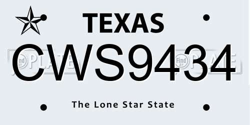 CWS9434 Texas License Plate