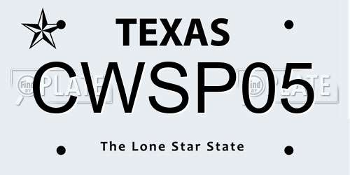 CWSP05 Texas License Plate