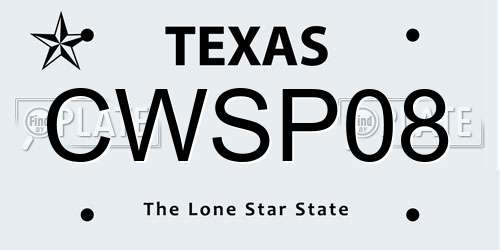 CWSP08 Texas License Plate