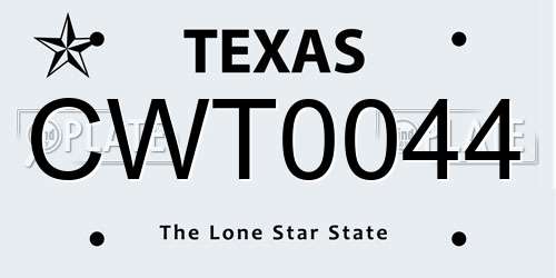 CWT0044 Texas License Plate