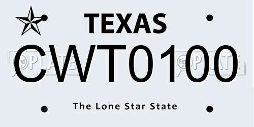 CWT0100 Texas License Plate