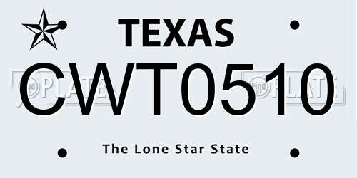 CWT0510 Texas License Plate