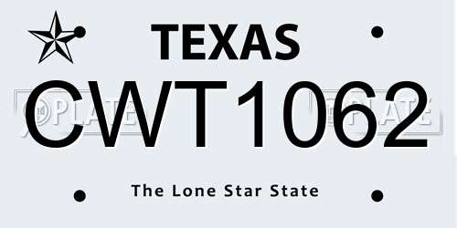 CWT1062 Texas License Plate