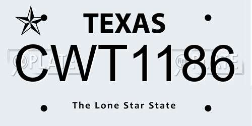 CWT1186 Texas License Plate