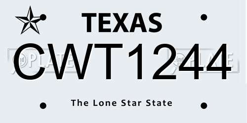 CWT1244 Texas License Plate