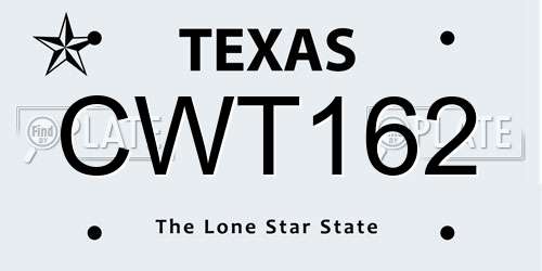 CWT162 Texas License Plate