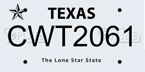 CWT2061 Texas License Plate