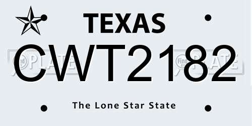 CWT2182 Texas License Plate