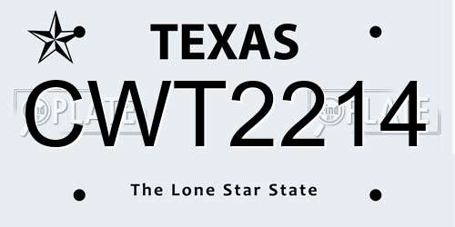CWT2214 Texas License Plate