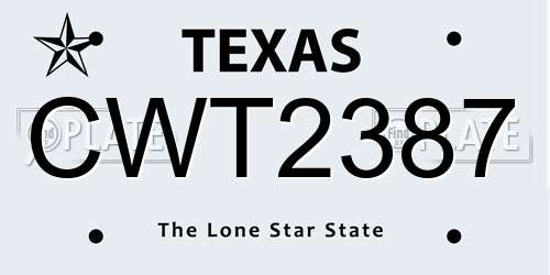 CWT2387 Texas License Plate
