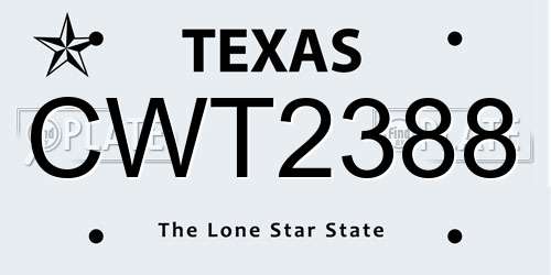 CWT2388 Texas License Plate