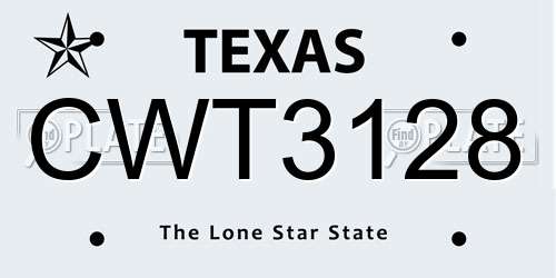 CWT3128 Texas License Plate
