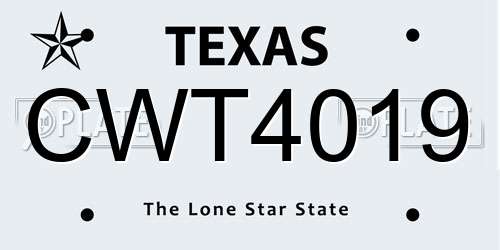 CWT4019 Texas License Plate