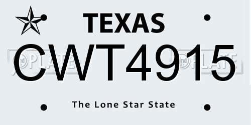 CWT4915 Texas License Plate