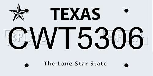 CWT5306 Texas License Plate