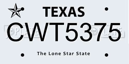 CWT5375 Texas License Plate
