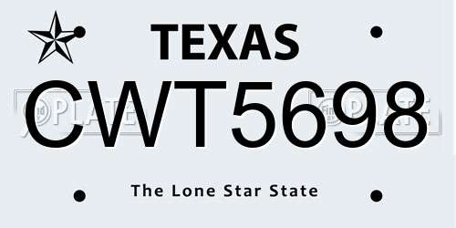 CWT5698 Texas License Plate