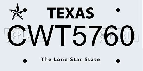 CWT5760 Texas License Plate