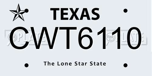 CWT6110 Texas License Plate