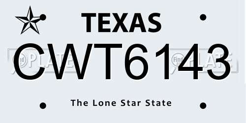 CWT6143 Texas License Plate