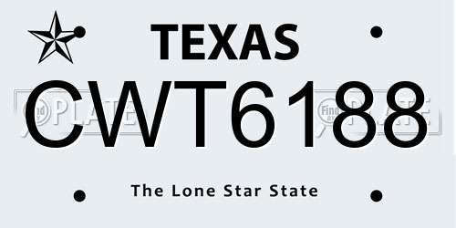 CWT6188 Texas License Plate