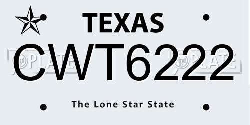 CWT6222 Texas License Plate