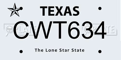 CWT634 Texas License Plate