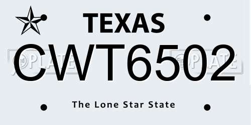 CWT6502 Texas License Plate