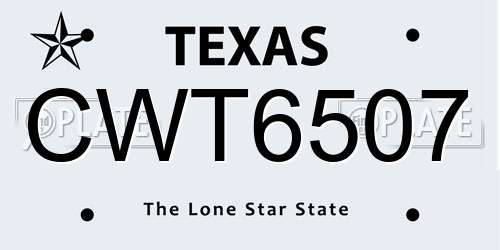 CWT6507 Texas License Plate