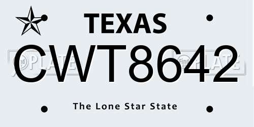 CWT8642 Texas License Plate