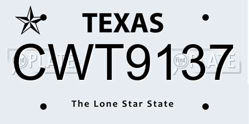 CWT9137 Texas License Plate