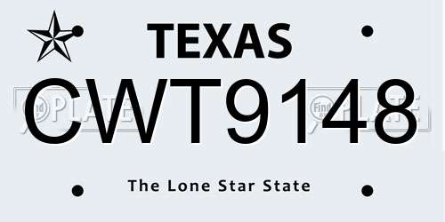 CWT9148 Texas License Plate