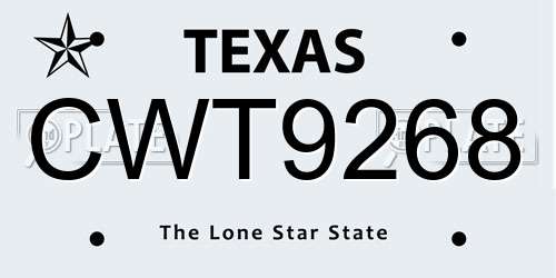 CWT9268 Texas License Plate