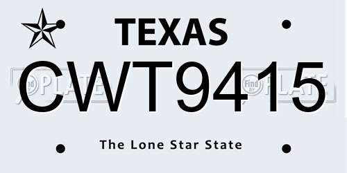 CWT9415 Texas License Plate