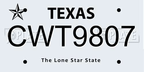 CWT9807 Texas License Plate