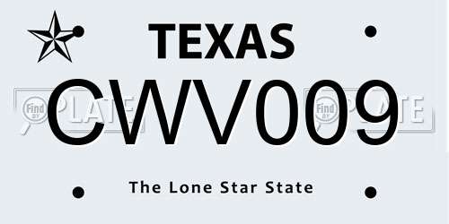 CWV009 Texas License Plate